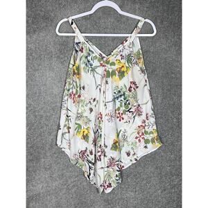SPENSE Sleeveless Butterfly Floral Sharkbite Hem Tank Top Womens Size‎ Medium